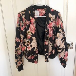 Floral silk bomber jacket